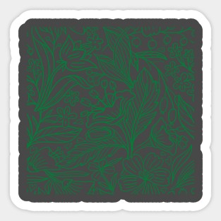 Green Flowers & Leaf Pattern Sticker